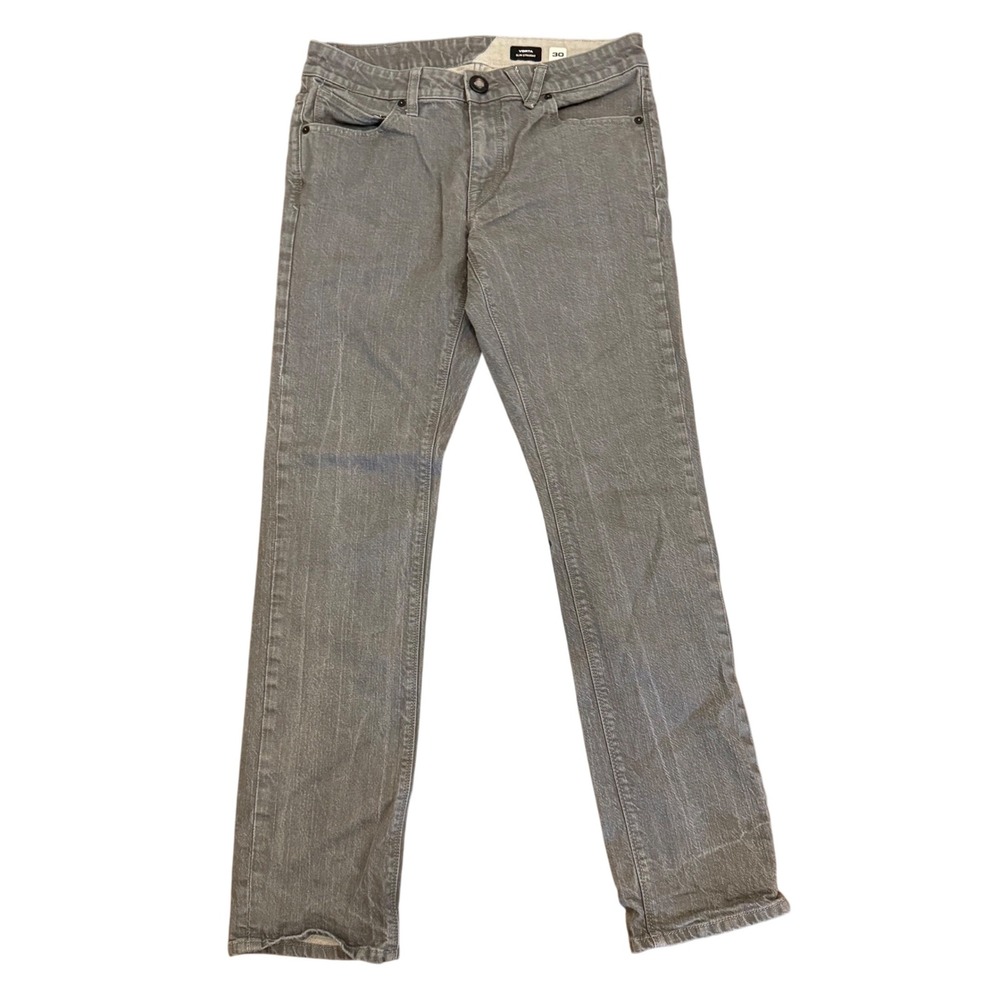 Volcom‎ Vorta Slim Straight Mens Gray Jeans Size 30 Denim Skate Style Streetwear